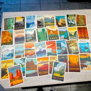 34 USA national parks vacation travel poster art illustration postcards